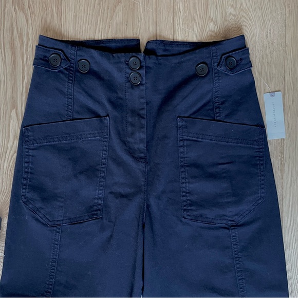 SOLD - Anthropologie Maeve High-Rise Slim Curved Sailor Pants in Navy Blue - Picture 10 of 14